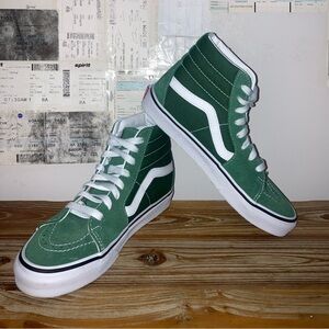 Green and White Classic High Top Vans